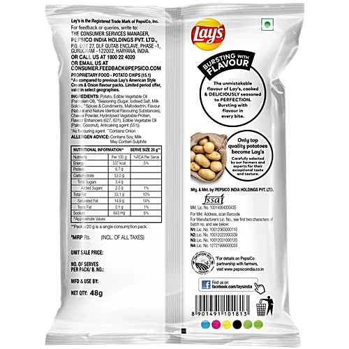 Lay's Potato Chips - American Style Cream & Onion Flavour, 24 g Pouch - Image 2