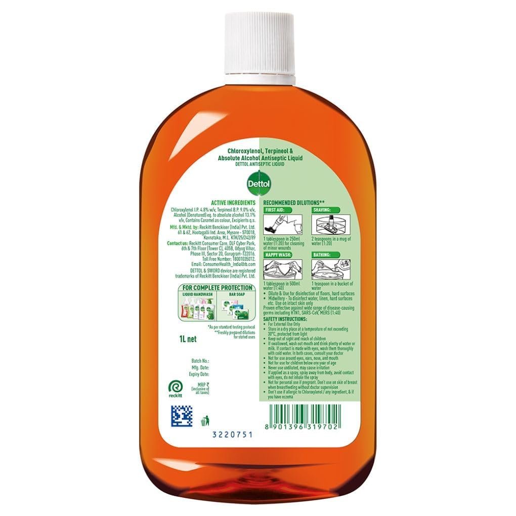 Dettol Antiseptic Liquid for First Aid , Surface Disinfection and Personal Hygiene , 1 Litre - Image 2