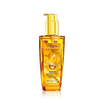 L'Oreal Paris Serum, Protection and Shine, For Dry, Flyaway & Frizzy Hair, With 6 Rare Flower Oils, Extraordinary Oil, 100ml