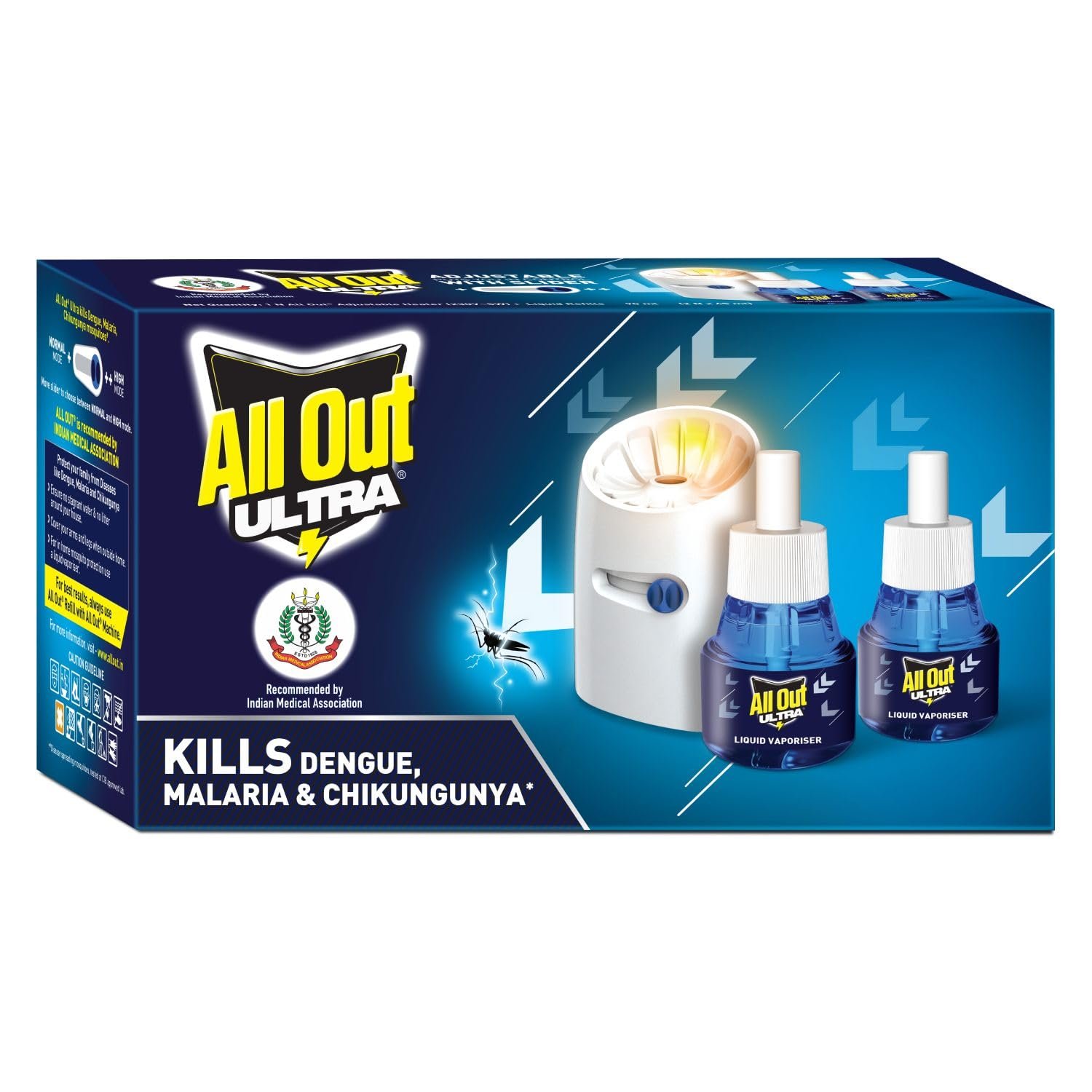 All Out Ultra Mosquito Repellant Combi Pack (Machine + Pack Of 2 Refills) | Kills Dengue Mosquitoes, Liquid